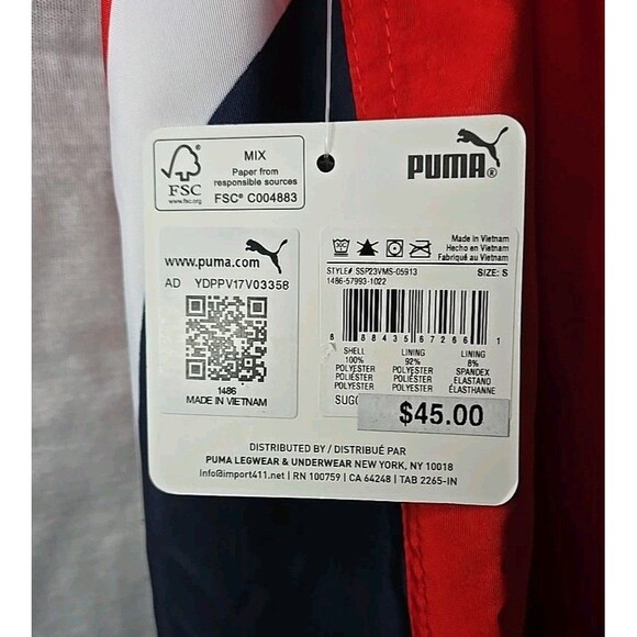 PUMA Men's Small Power Volley Swim Trunk Board Short Swimwear Cat Navy Red 8" - Picture 8 of 8